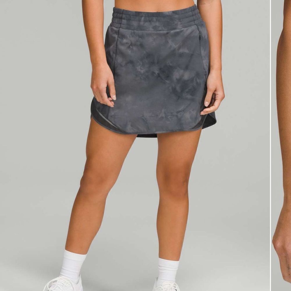 NWT LULULEMON Hotty Hot Skirt Skort Tie Dye DDPG Diamond Dye Pitch Grey 4 Long